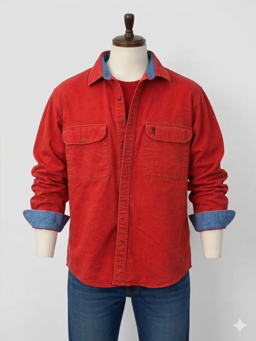 Browning Men’s Size XL Red Button-Up Shirt Heavyweight Soft Long Sleeve Pockets